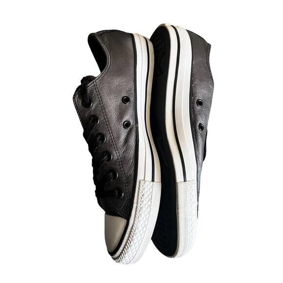 CONVERSE All Star Metallic Gray Leather Chuck Taylor Sneakers 544924C Shoes Sz 8 - Picture 12 of 12